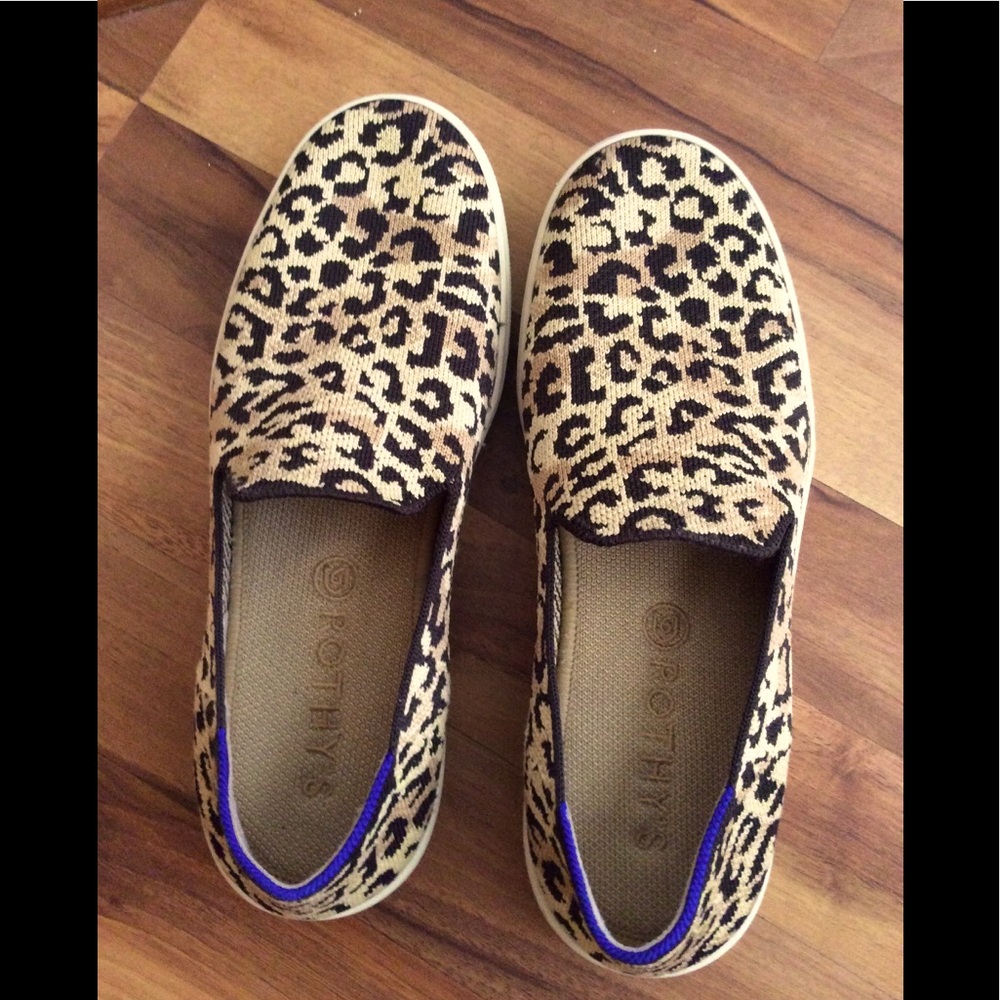 Rothy's Leopard Print Slip-On Flats in Tan, Black and Brown